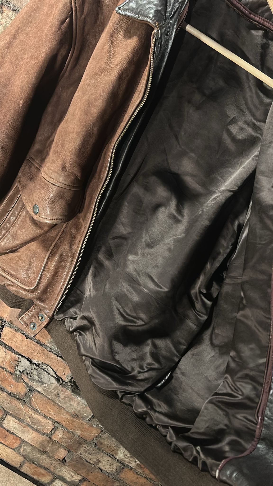 Brown Leather Bomber Jacket