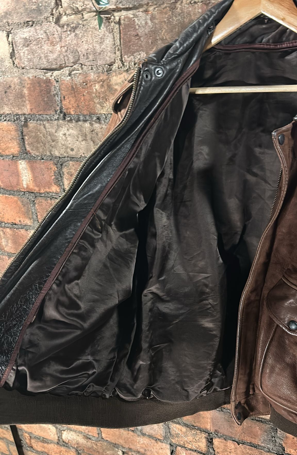Brown Leather Bomber Jacket