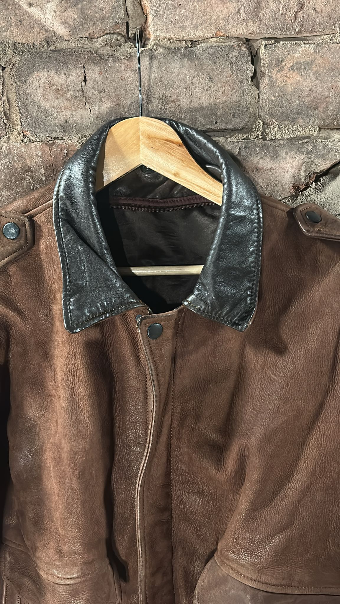 Brown Leather Bomber Jacket