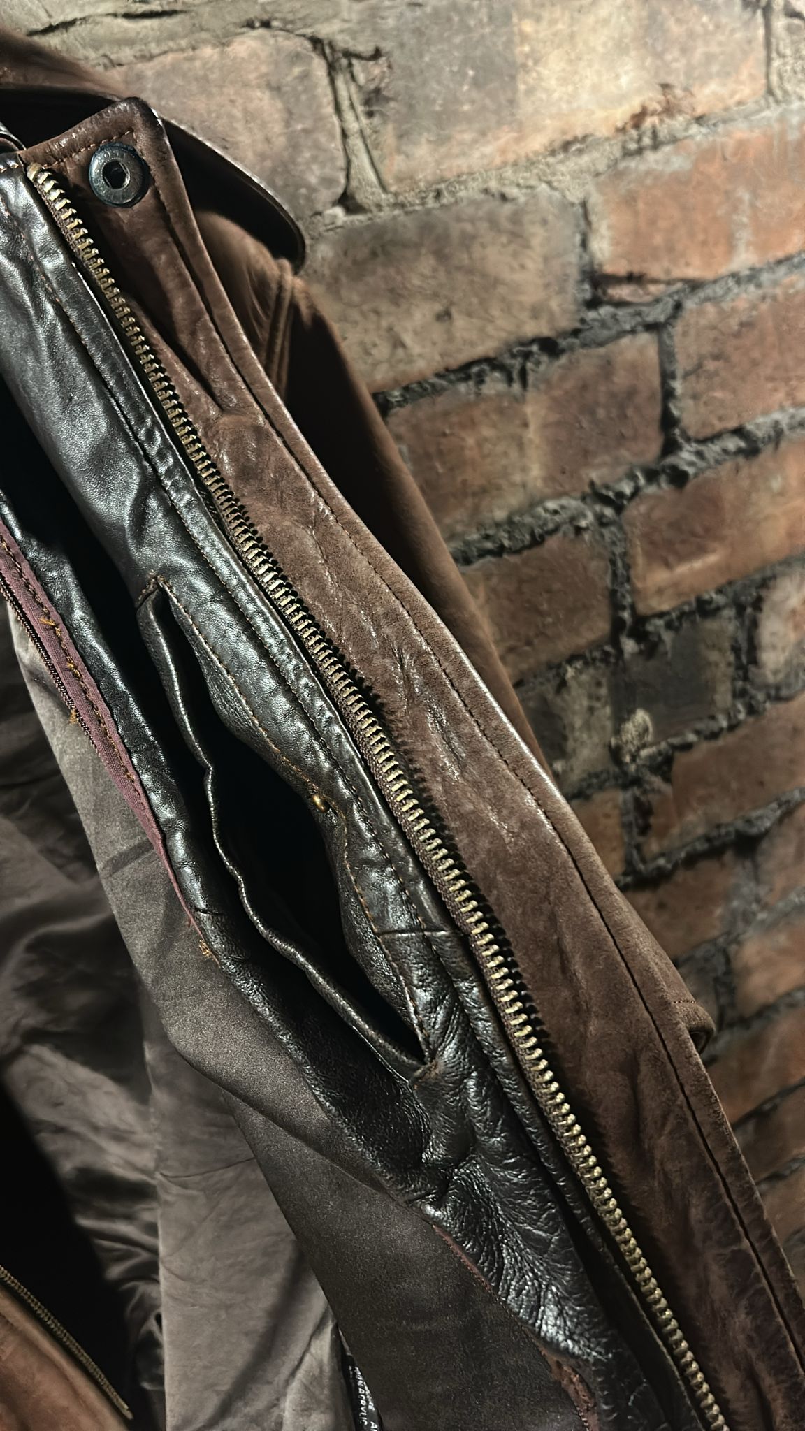 Brown Leather Bomber Jacket
