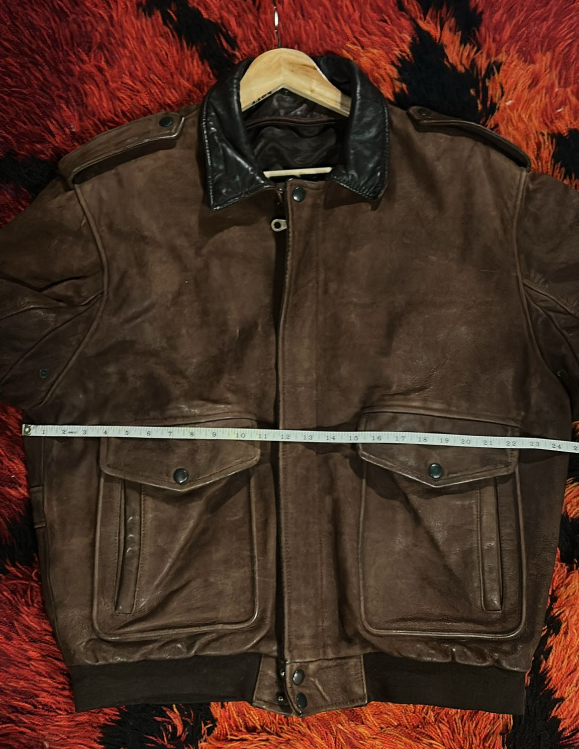 Brown Leather Bomber Jacket
