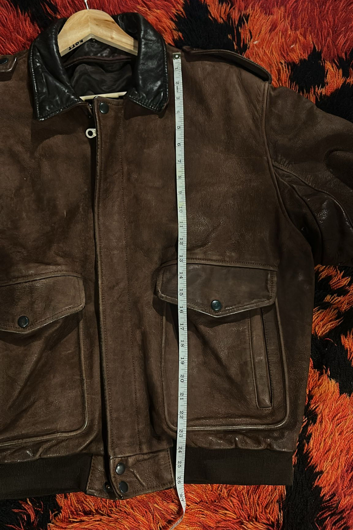Brown Leather Bomber Jacket