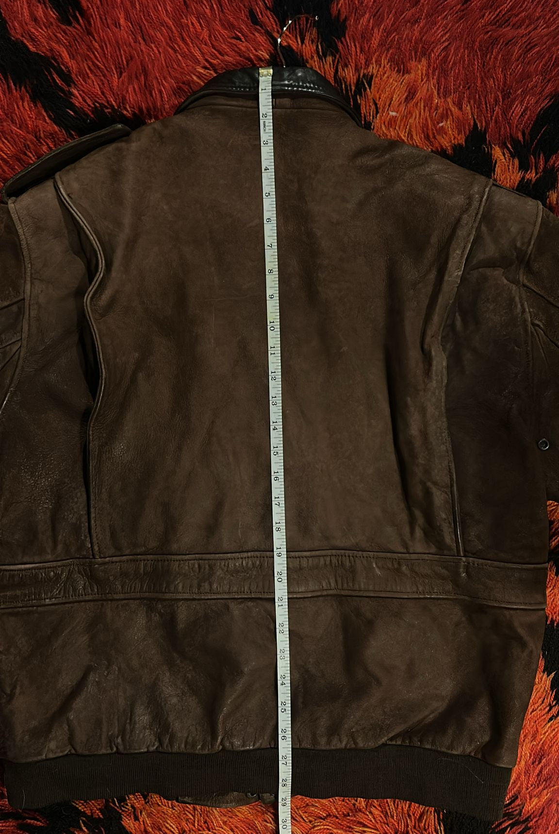 Brown Leather Bomber Jacket