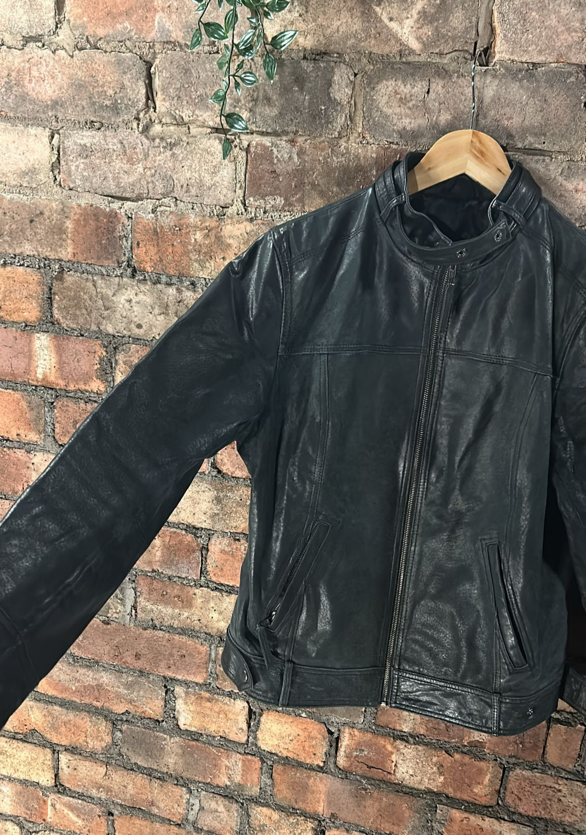 90s style leather jacket
