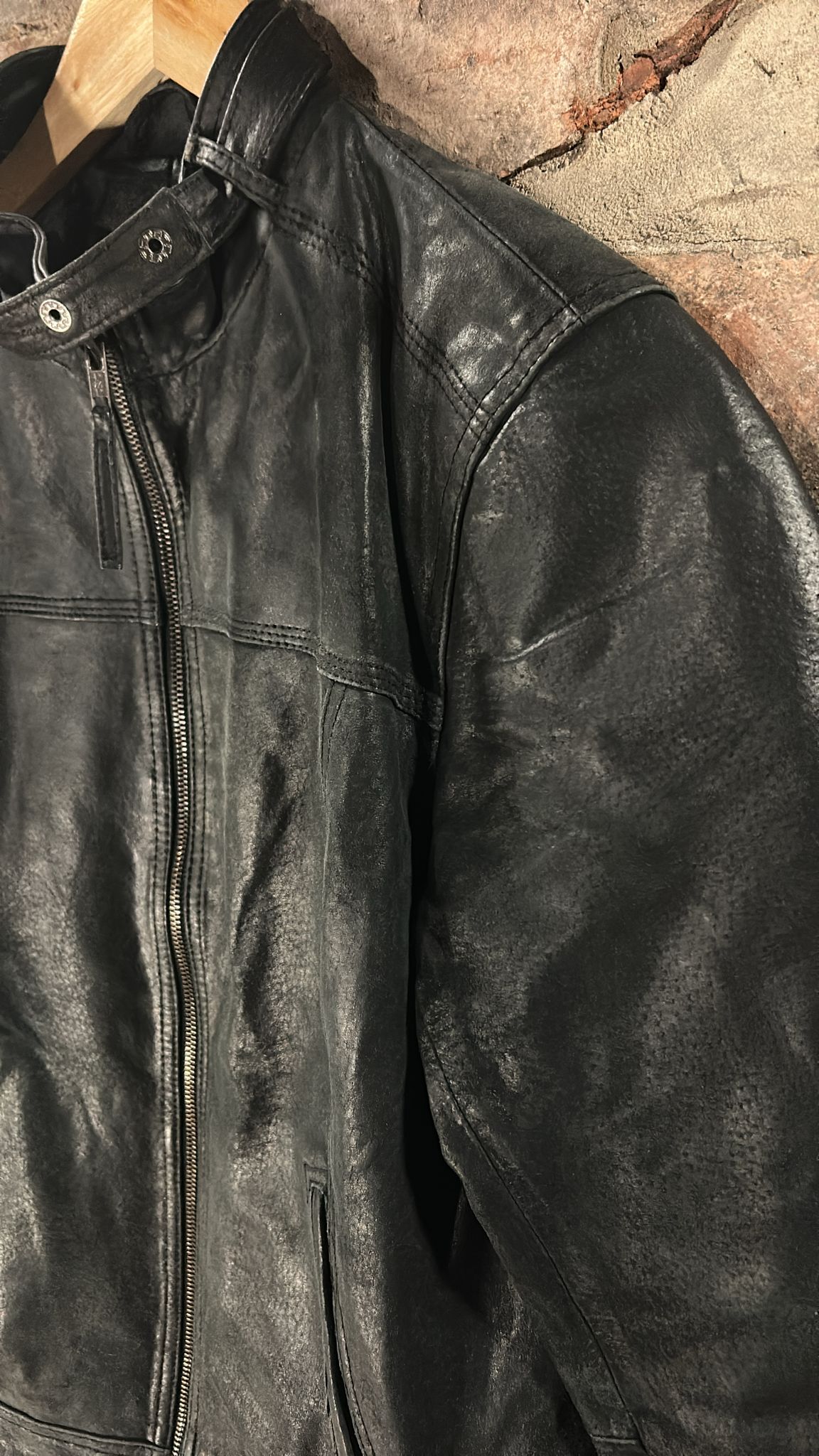 90s style leather jacket