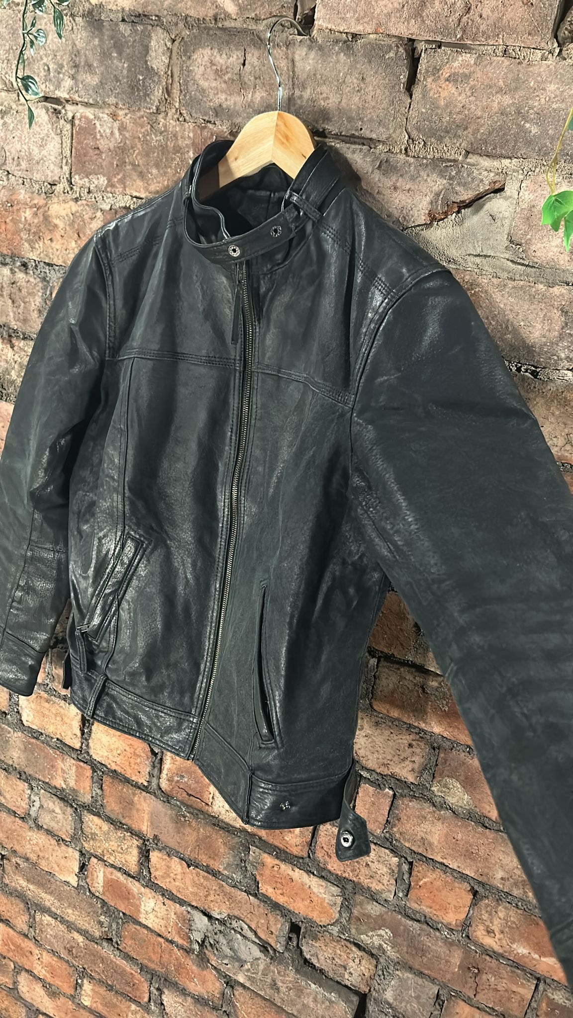90s style leather jacket