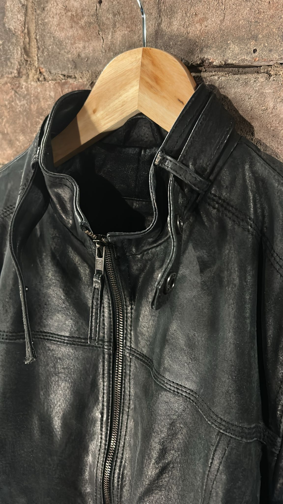 90s style leather jacket