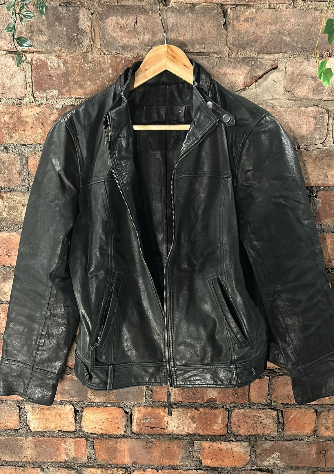 90s style leather jacket