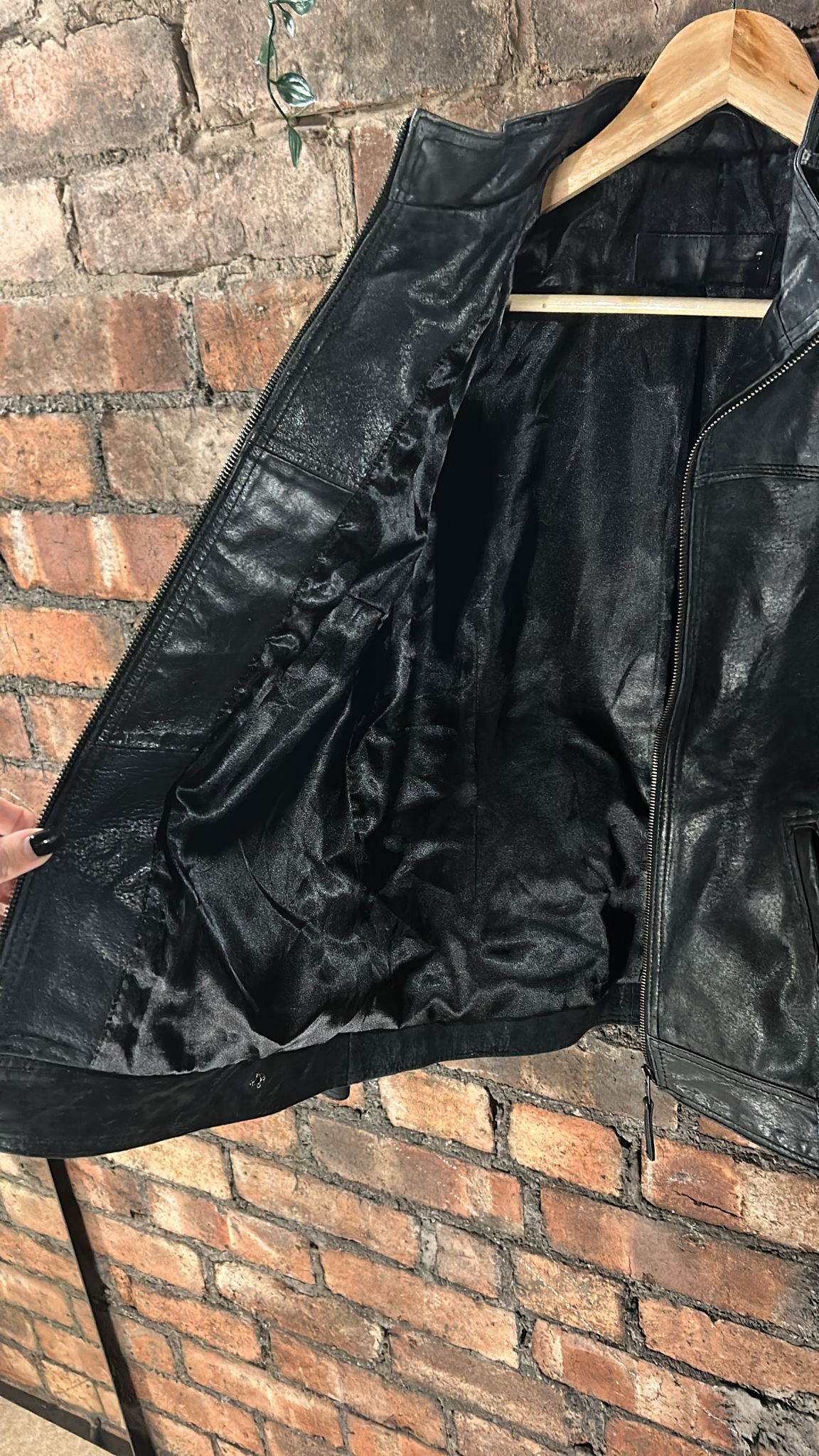 90s style leather jacket
