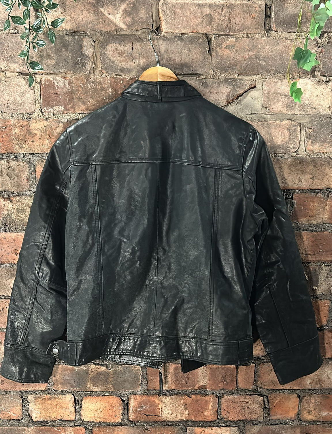 90s style leather jacket