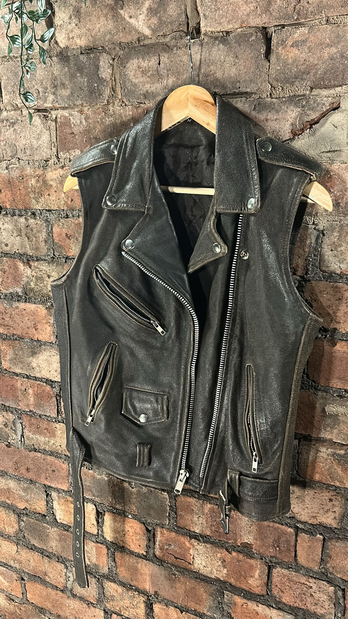 Dark brown leather waistcoat