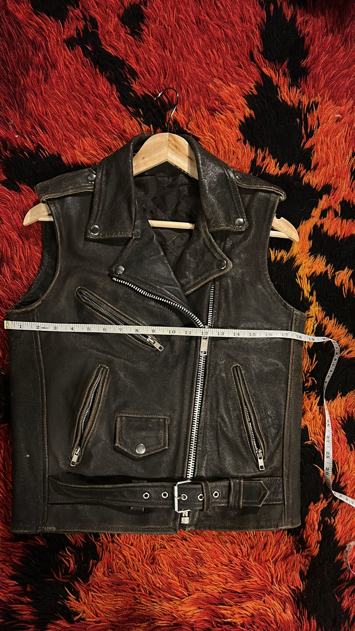 Dark brown leather waistcoat