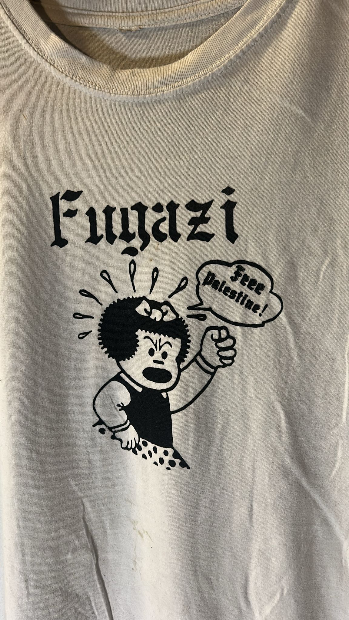 White Fugazi ‘free Palestine’ white tshirt