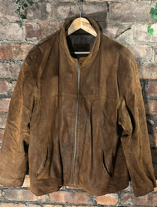 Brown Suede Bomber Jacket