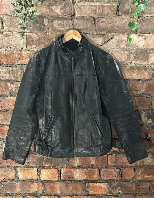 90s style leather jacket