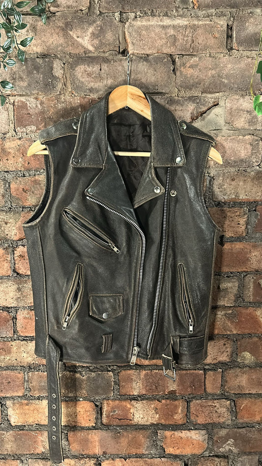 Dark brown leather waistcoat